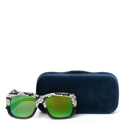Gucci Ayers Snakeskin Square Fantasy Sunglasses GG1157 Havana Brown Lime 9 of 9
