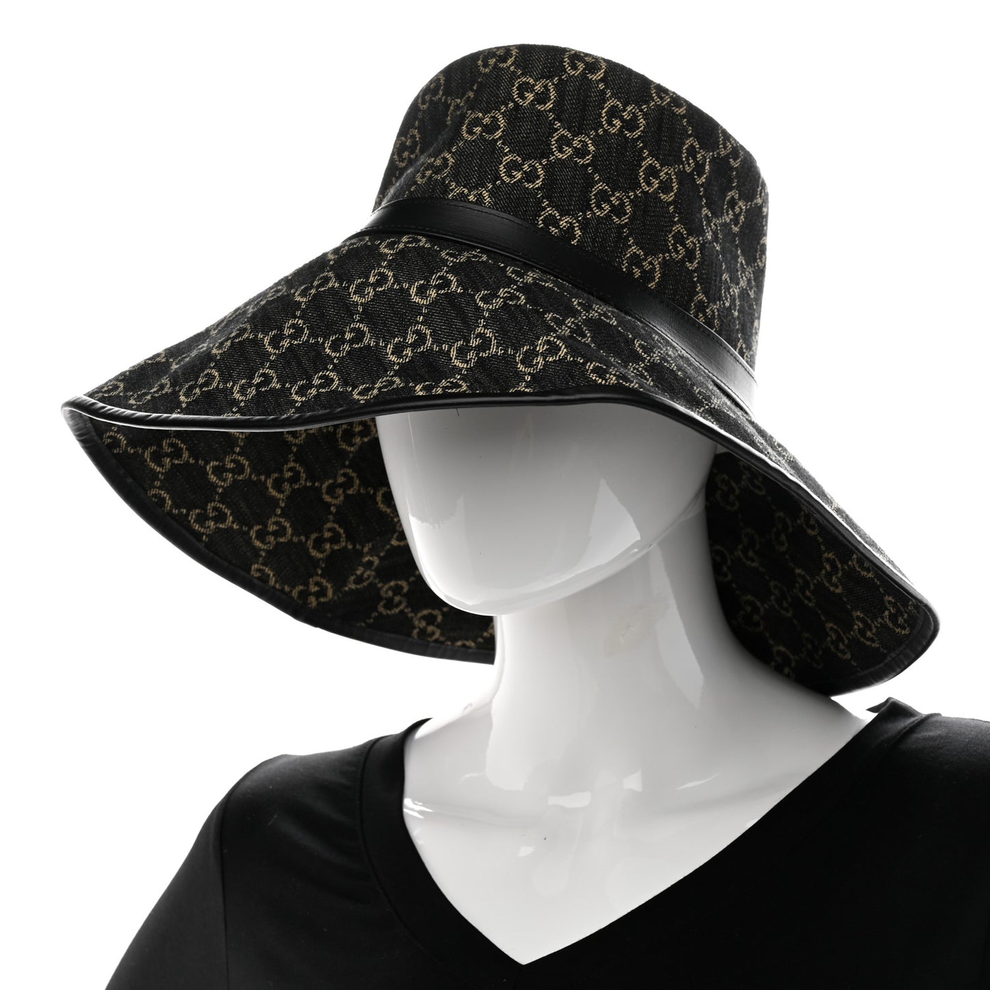 Monogram Wide Brim Hat M Black