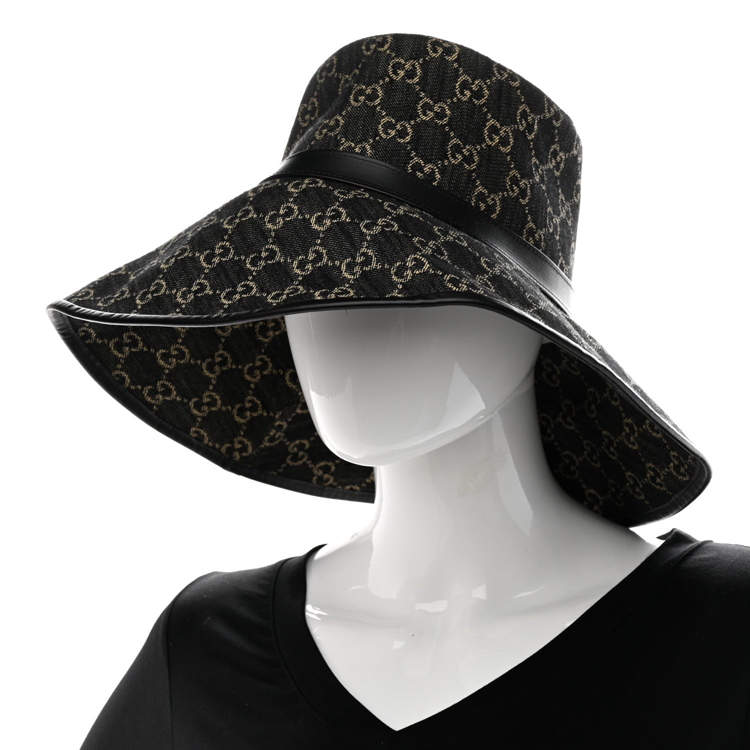 Gucci Monogram Wide Brim Hat M Black 2 of 9