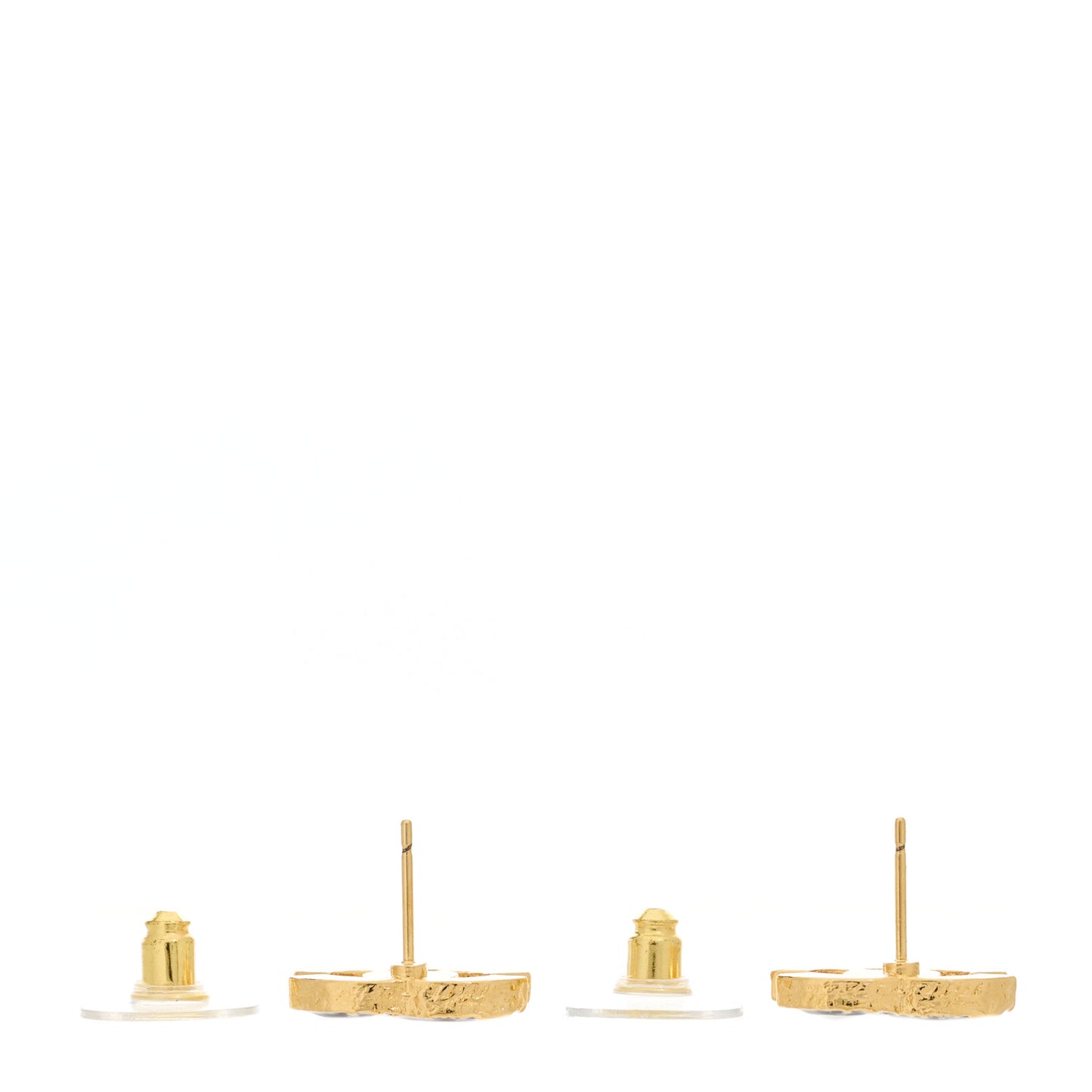 Metal Enamel CC Earrings Black Gold