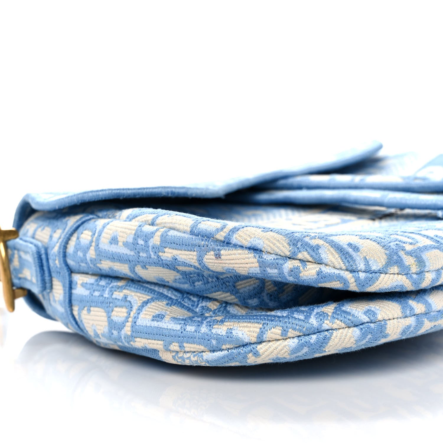 Christian Dior Oblique Embroidered Saddle Bag Cornflower Blue 7 of 8