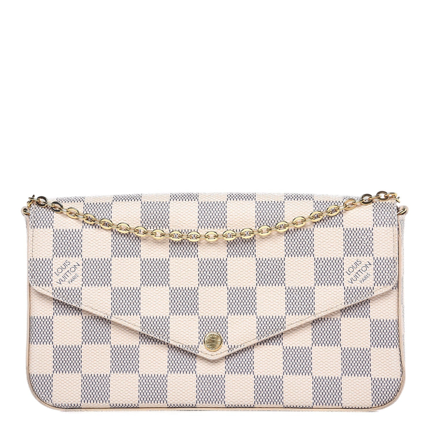 Louis Vuitton Damier Azur Pochette Felicie Chain Wallet Rose Ballerine 1 of 11
