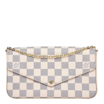 Louis Vuitton Damier Azur Pochette Felicie Chain Wallet Rose Ballerine 1 of 11