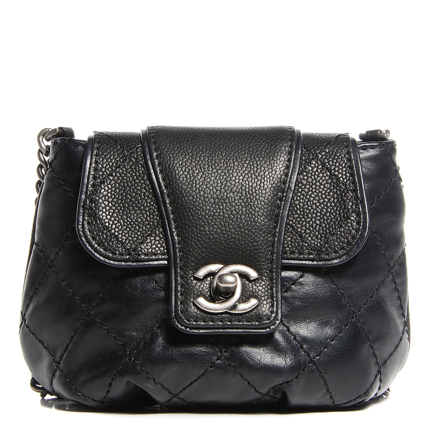 Caviar Calfskin Bubble Graphic Mini Messenger Bag Black
