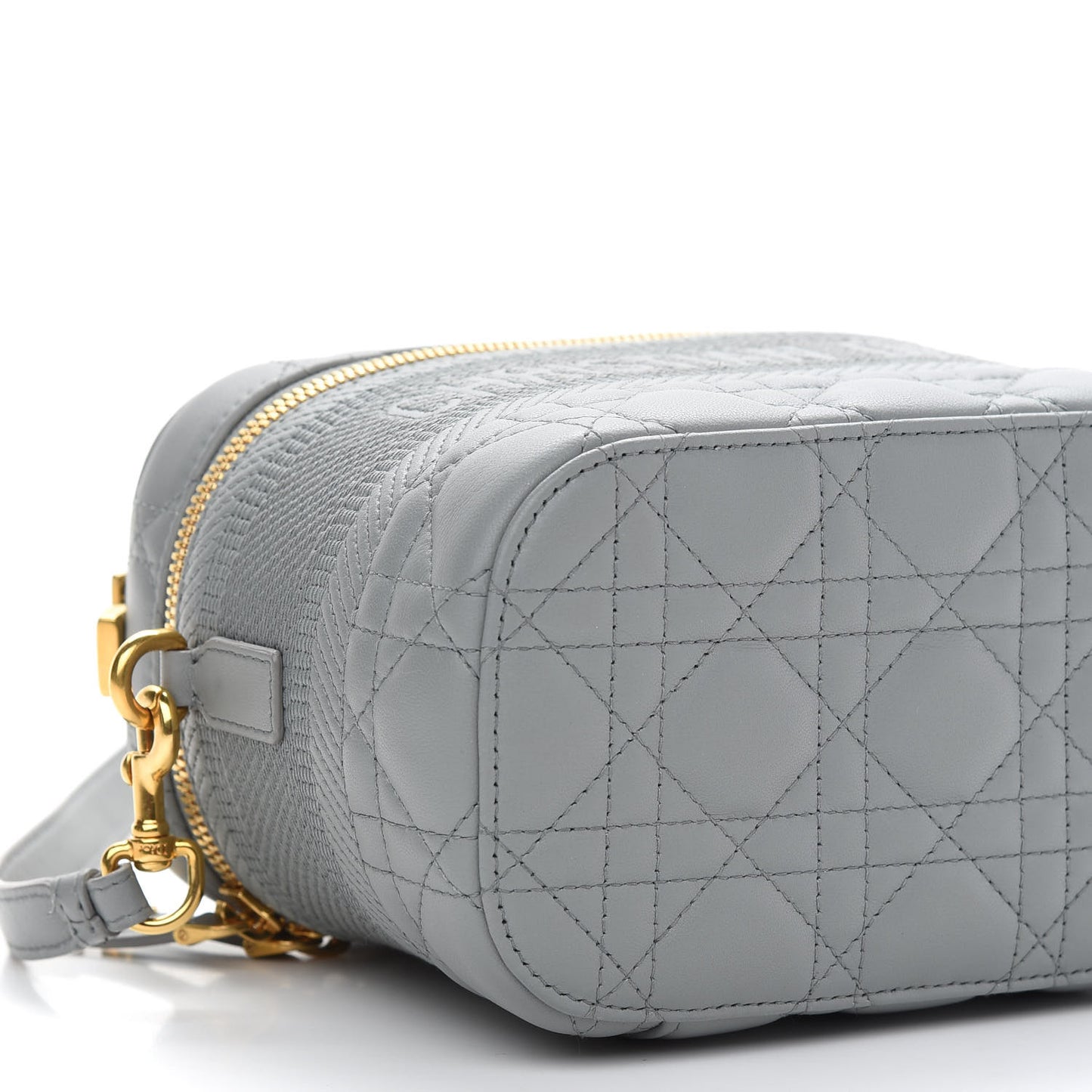 Lambskin Cannage Small Diortravel Vanity Case Grey