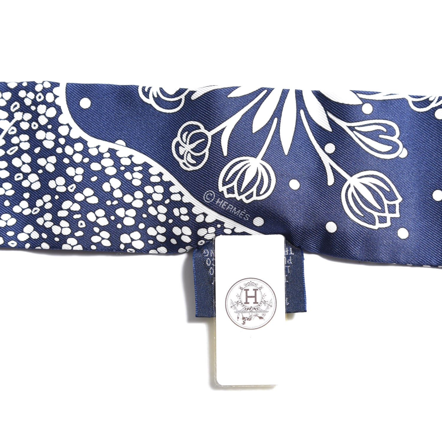 Hermes Silk Les Leopards Twilly Marine White 3 of 4