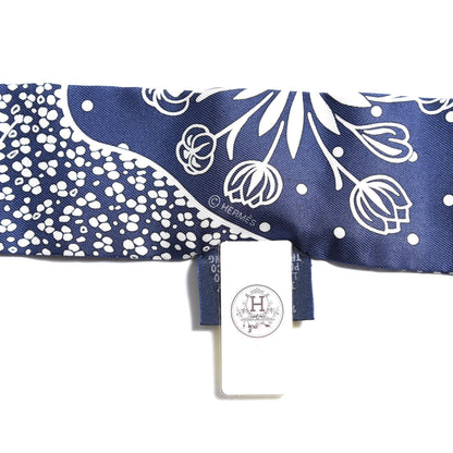 Hermes Silk Les Leopards Twilly Marine White 3 of 4