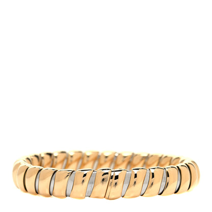 Bulgari Stainless Steel 18K Yellow Gold Tubogas Bracelet 3 of 5