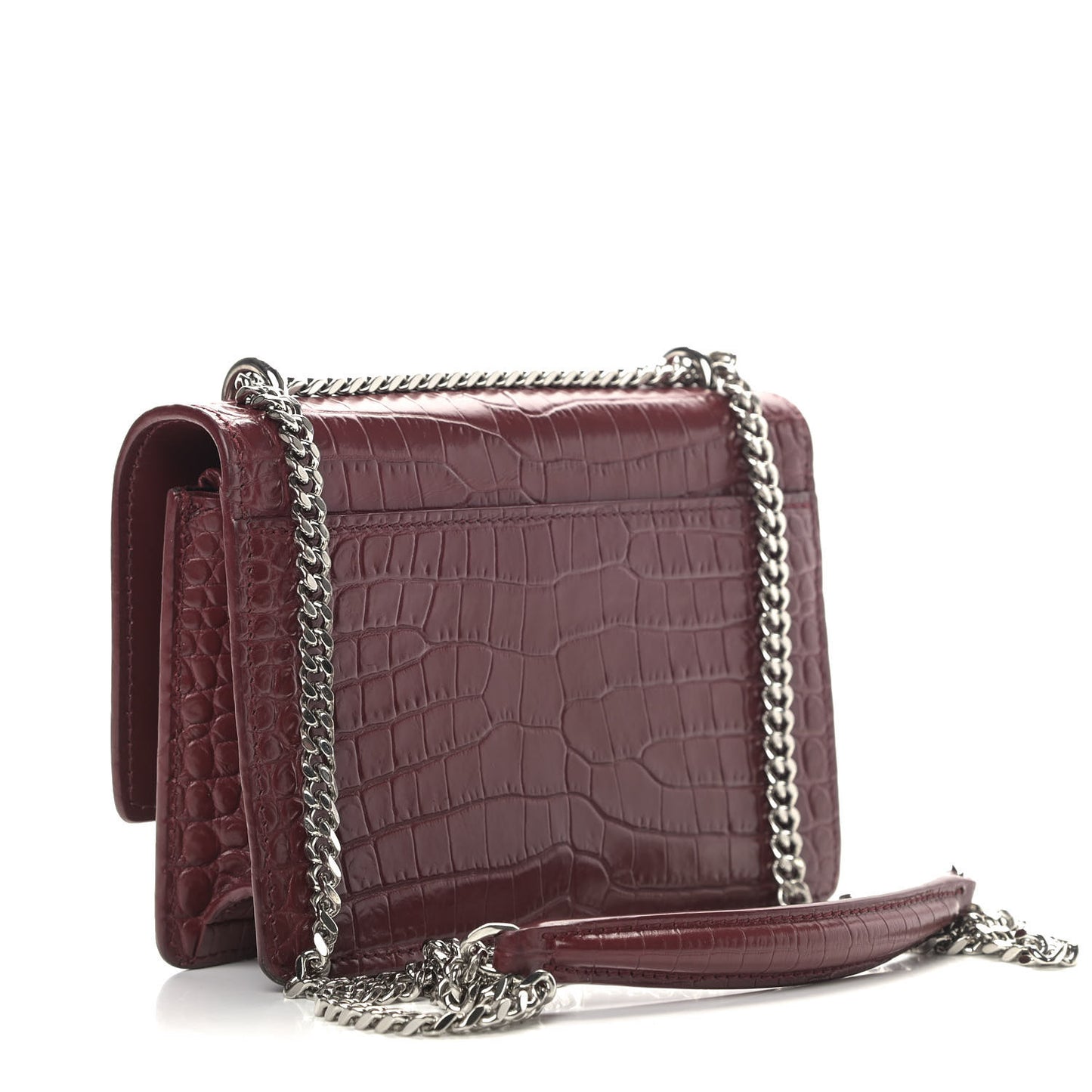Calfskin Crocodile Embossed Monogram Sunset Chain Wallet Palissandre