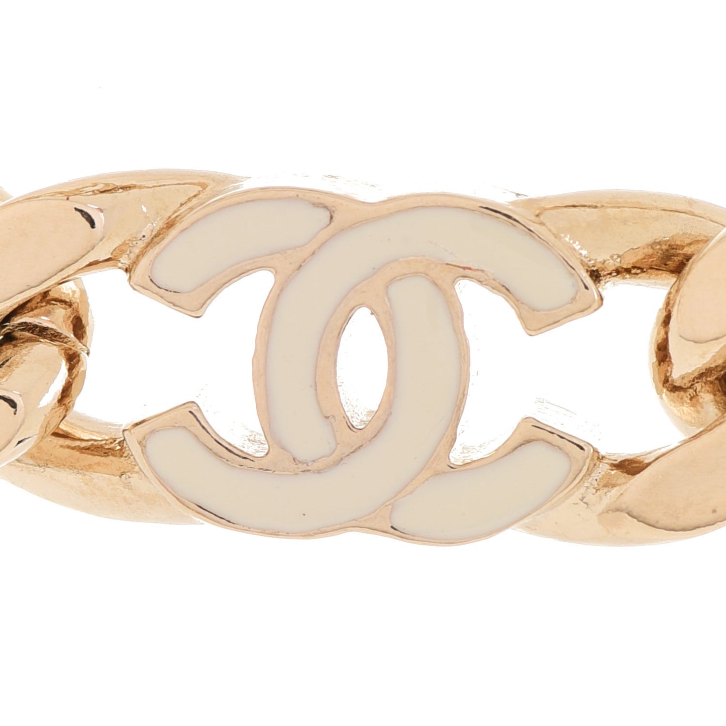 Enamel Metal CC Chain Bracelet Gold White