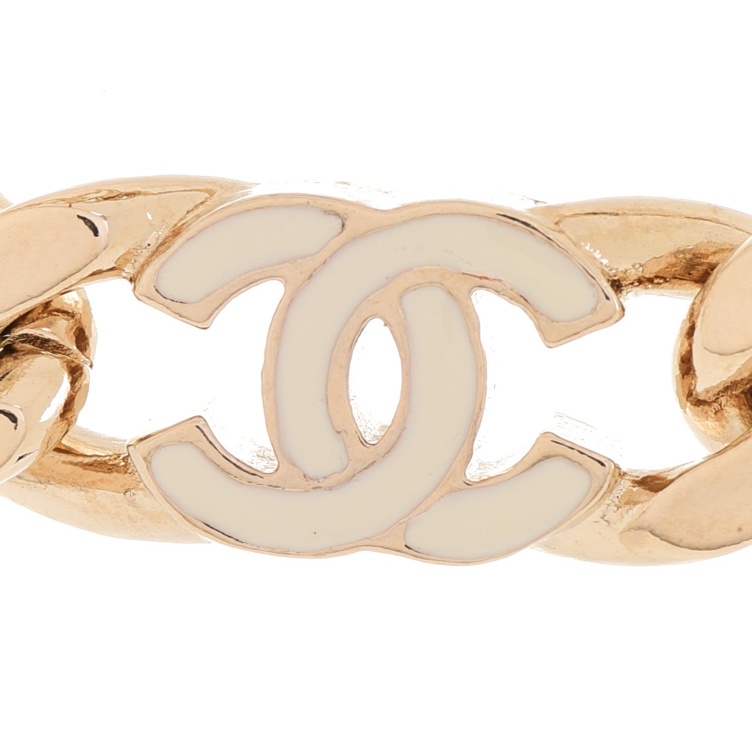 Chanel Enamel Metal CC Chain Bracelet Gold White 4 of 6