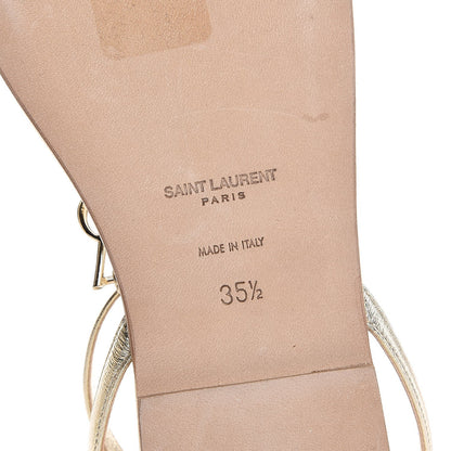 Saint Laurent Metallic Lambskin Nu Pieds 05 Thong Sandals 35.5 Platino 6 of 7