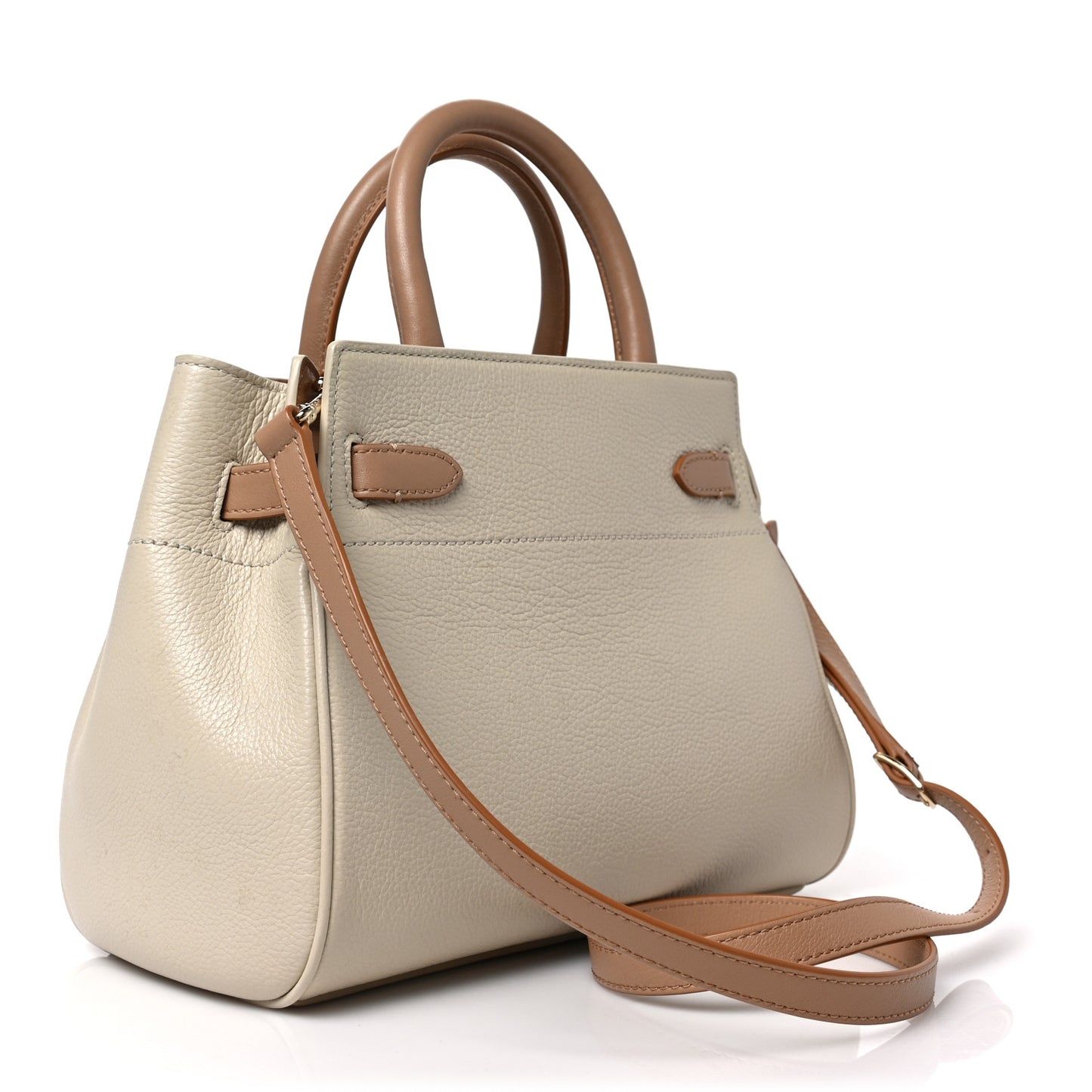 Heavy Grain Small Belted Bayswater Tote Beige