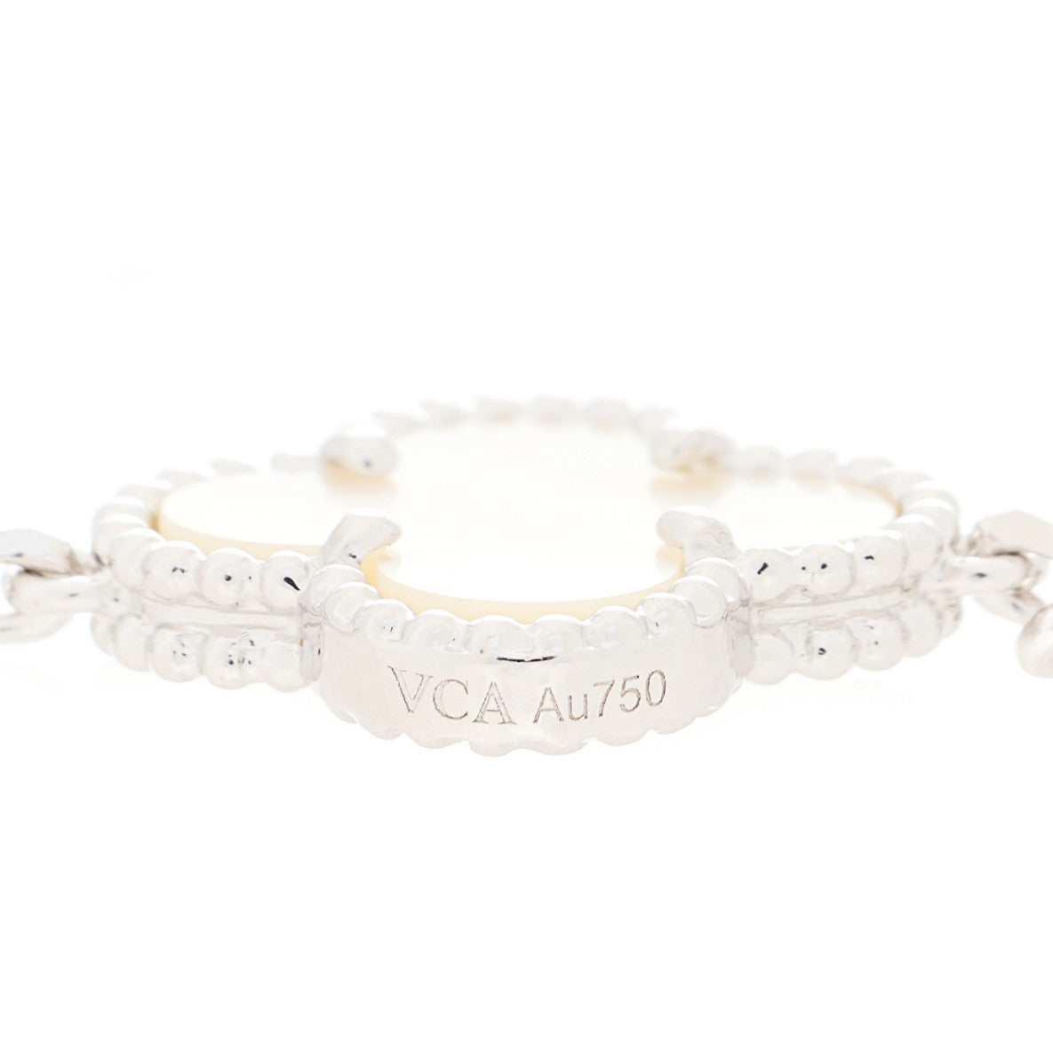 Van Cleef & Arpels 18K White Gold Mother of Pearl 5 Motifs Vintage Alhambra Bracelet 4 of 5