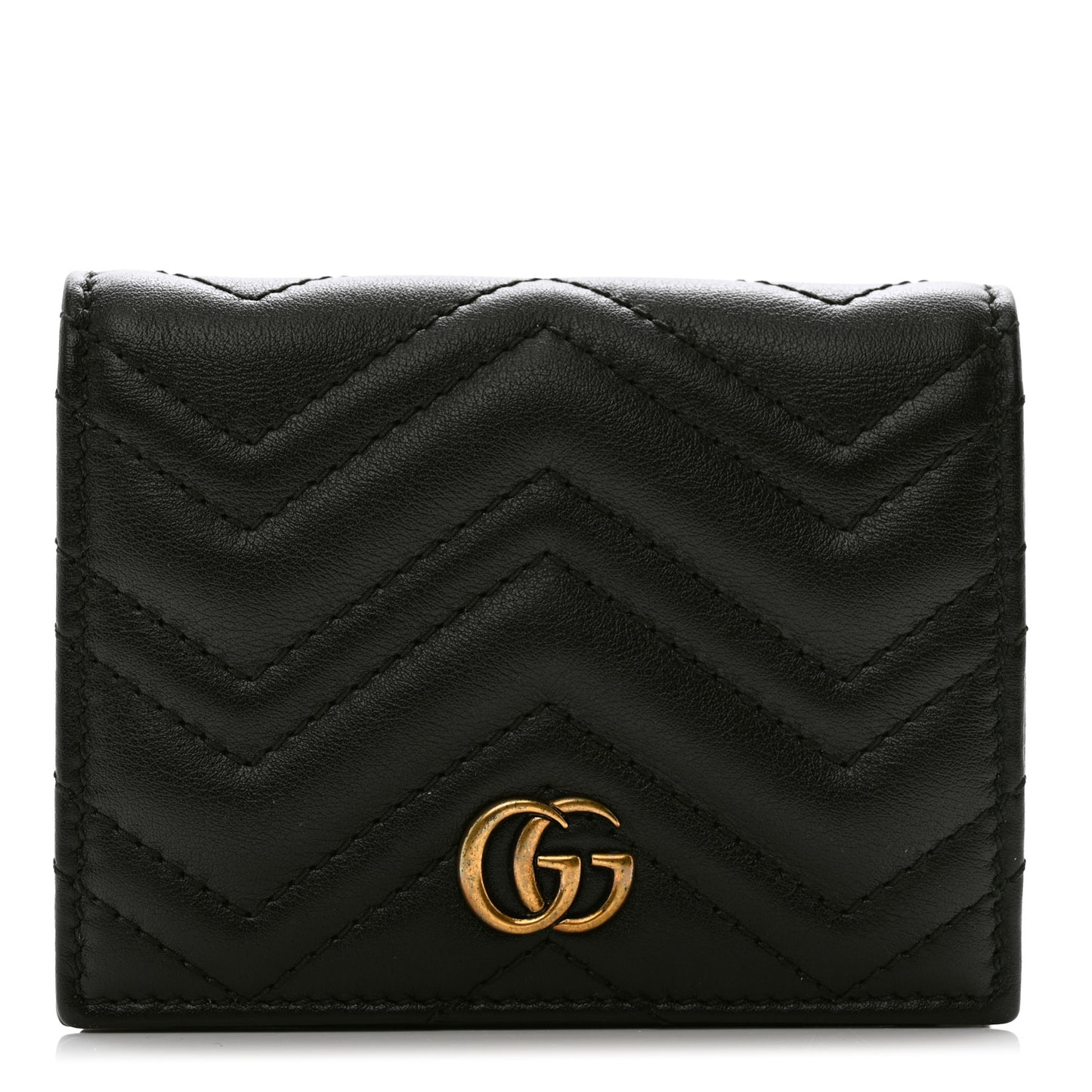 Calfskin Matelasse GG Marmont Card Case Black
