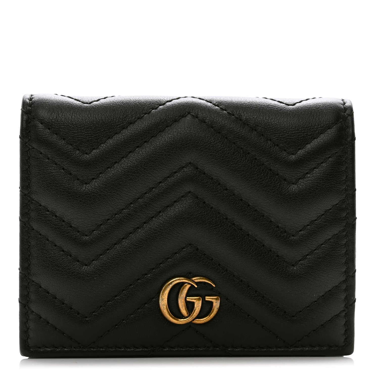 Gucci Calfskin Matelasse GG Marmont Card Case Black 1 of 9