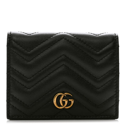 Gucci Calfskin Matelasse GG Marmont Card Case Black 1 of 9