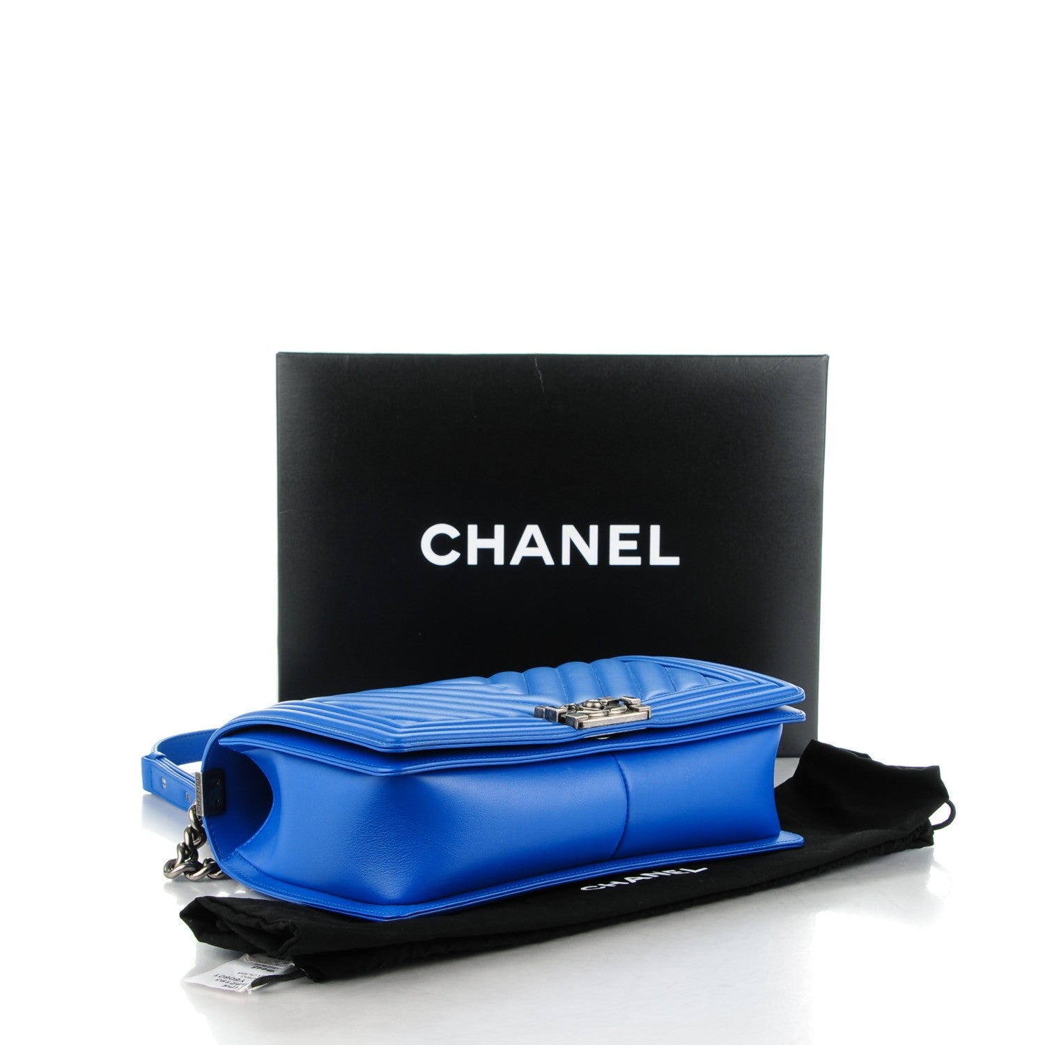Chanel Calfskin Chevron Quilted Medium Boy Flap Bright Blue 4 of 9