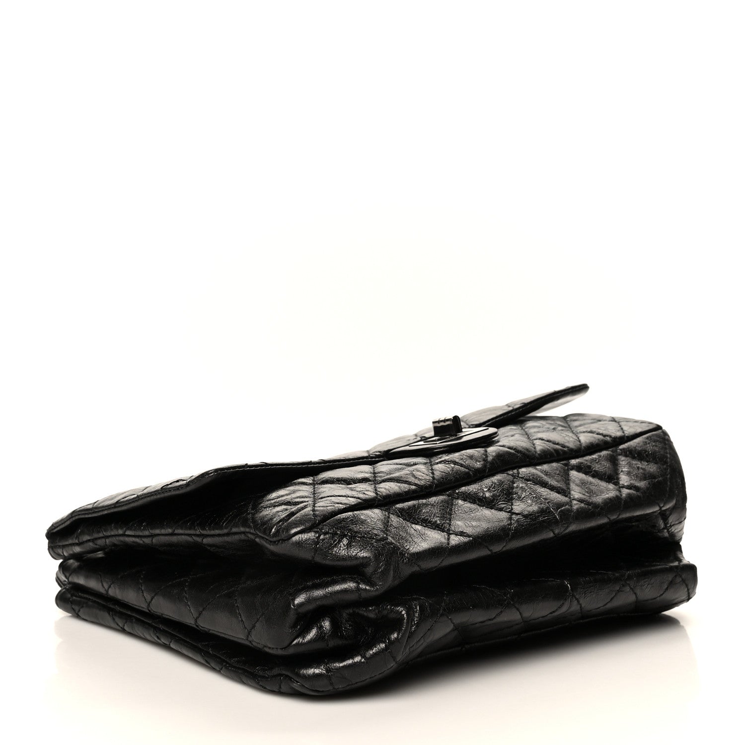 Chanel Metallic Aged Calfskin Quilted Reissue 2.55 Accordion Flap Black 4 of 8