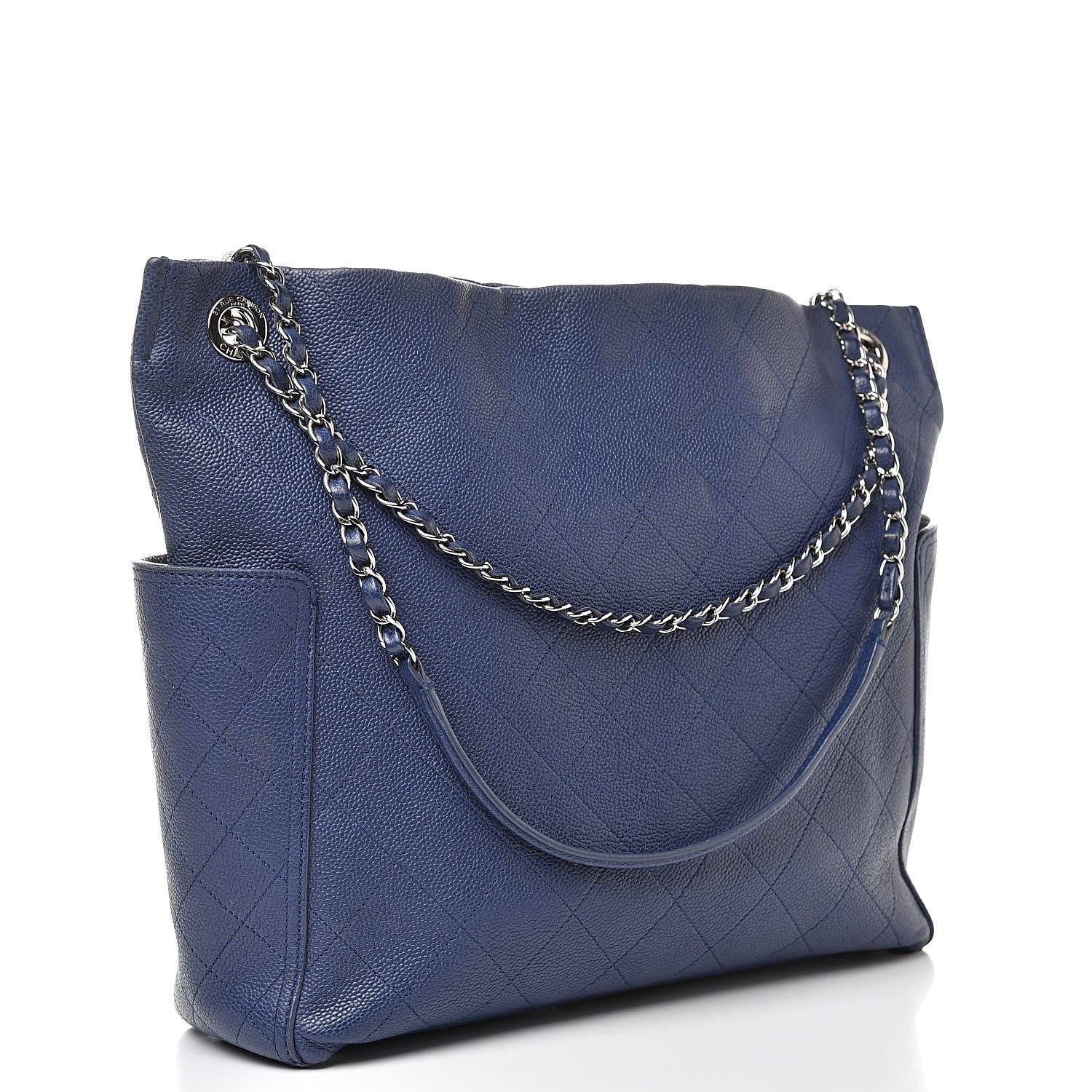 Chanel Grained Calfskin CC Pocket Tote Navy Blue 3 of 18