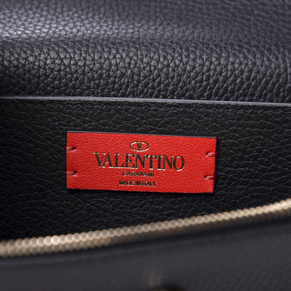 Valentino Garavani Pebbled Calfskin Rockstud Flap Wallet On Chain Black 8 of 11