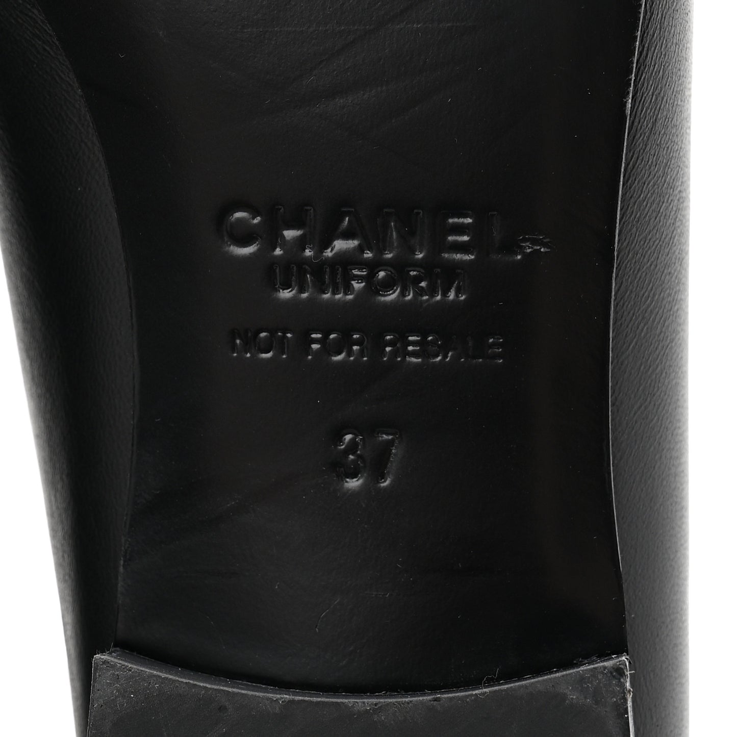 Calfskin Womens Stitched CC Loafers 37 Black