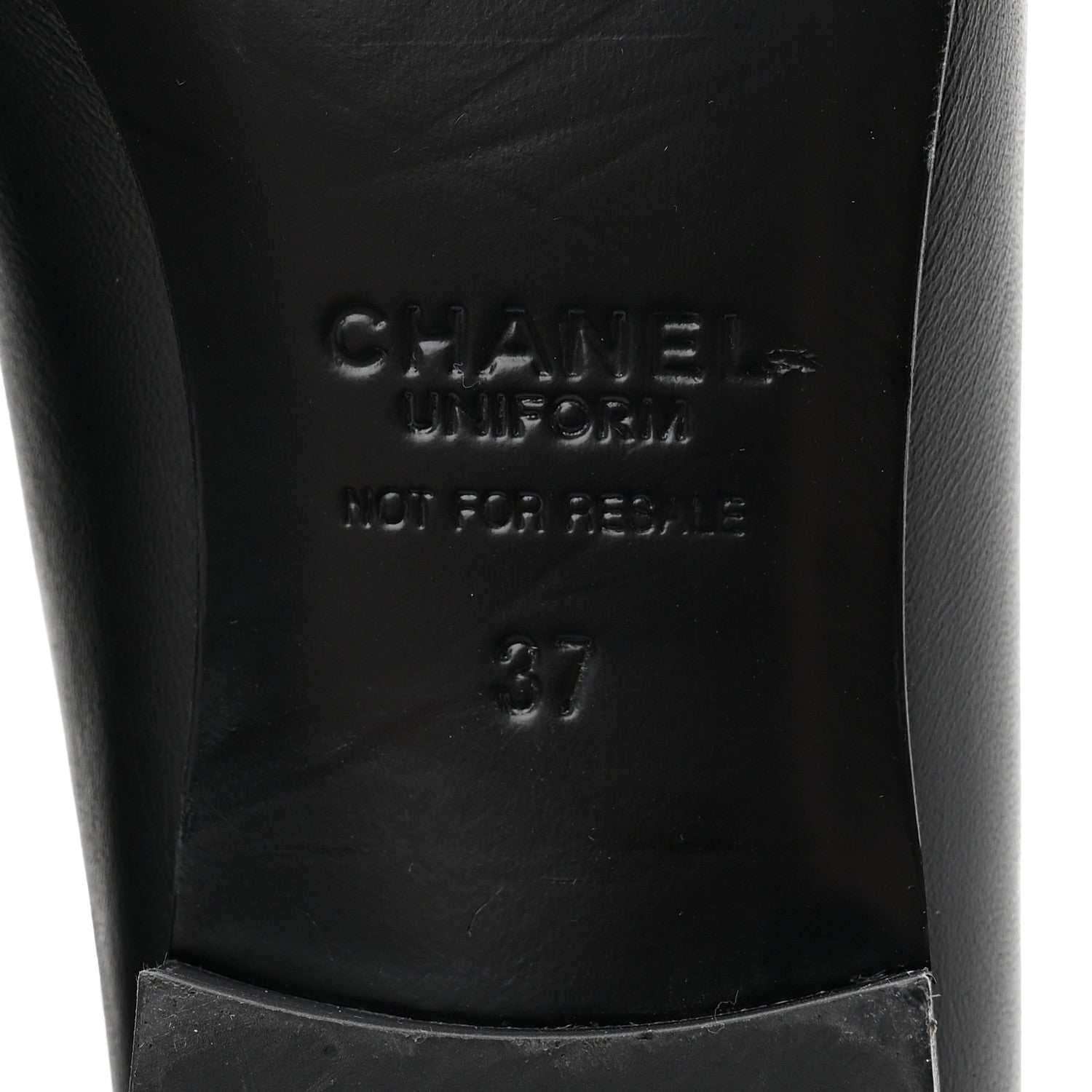 Chanel Calfskin Womens Stitched CC Loafers 37 Black 7 of 10