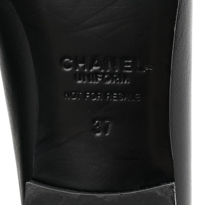 Chanel Calfskin Womens Stitched CC Loafers 37 Black 7 of 10