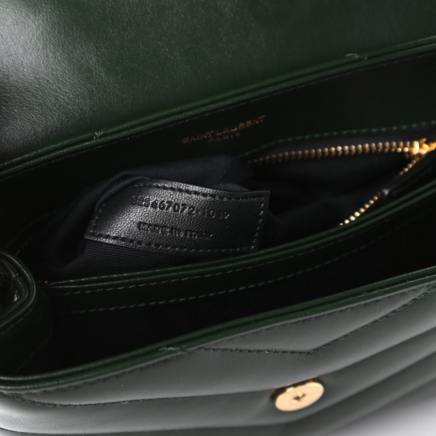 Calfskin Y Quilted Monogram Toy Loulou Crossbody Bag Deep Green