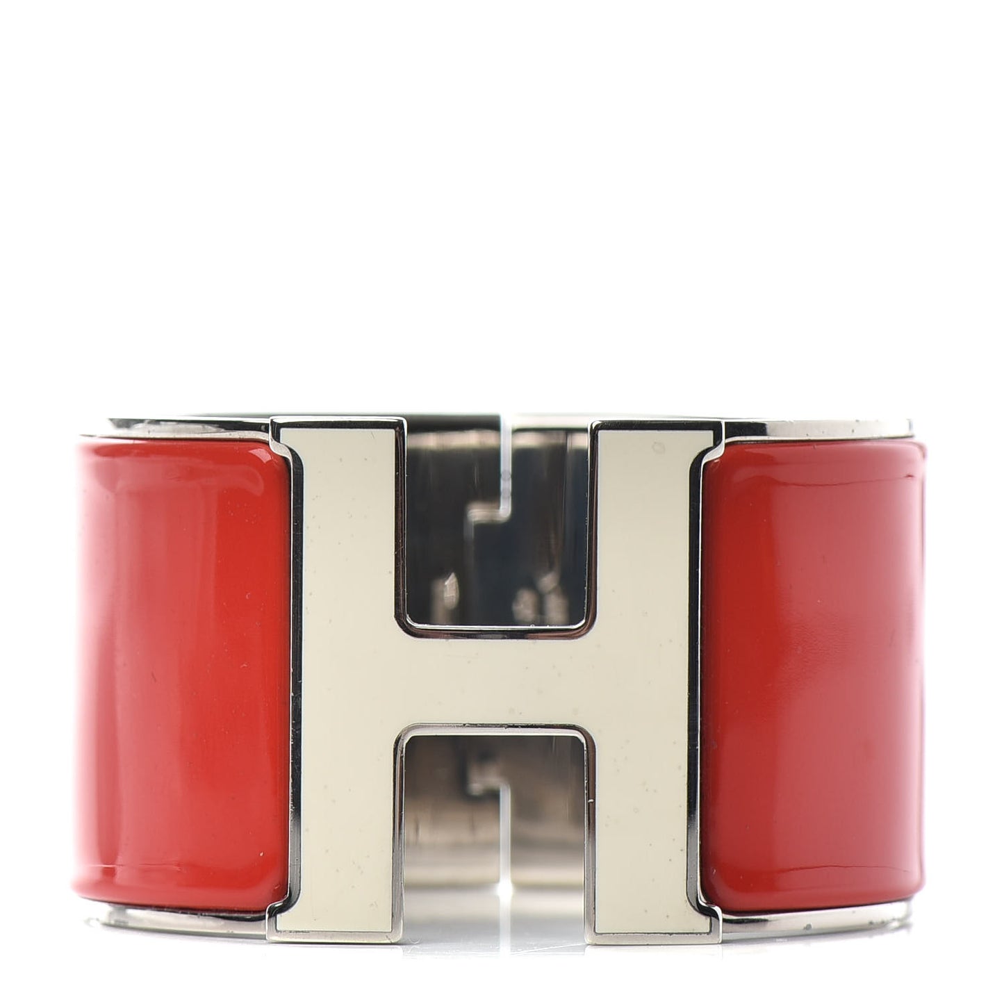 Enamel Extra Wide Clic Clac H Bracelet PM Blanc Rouge