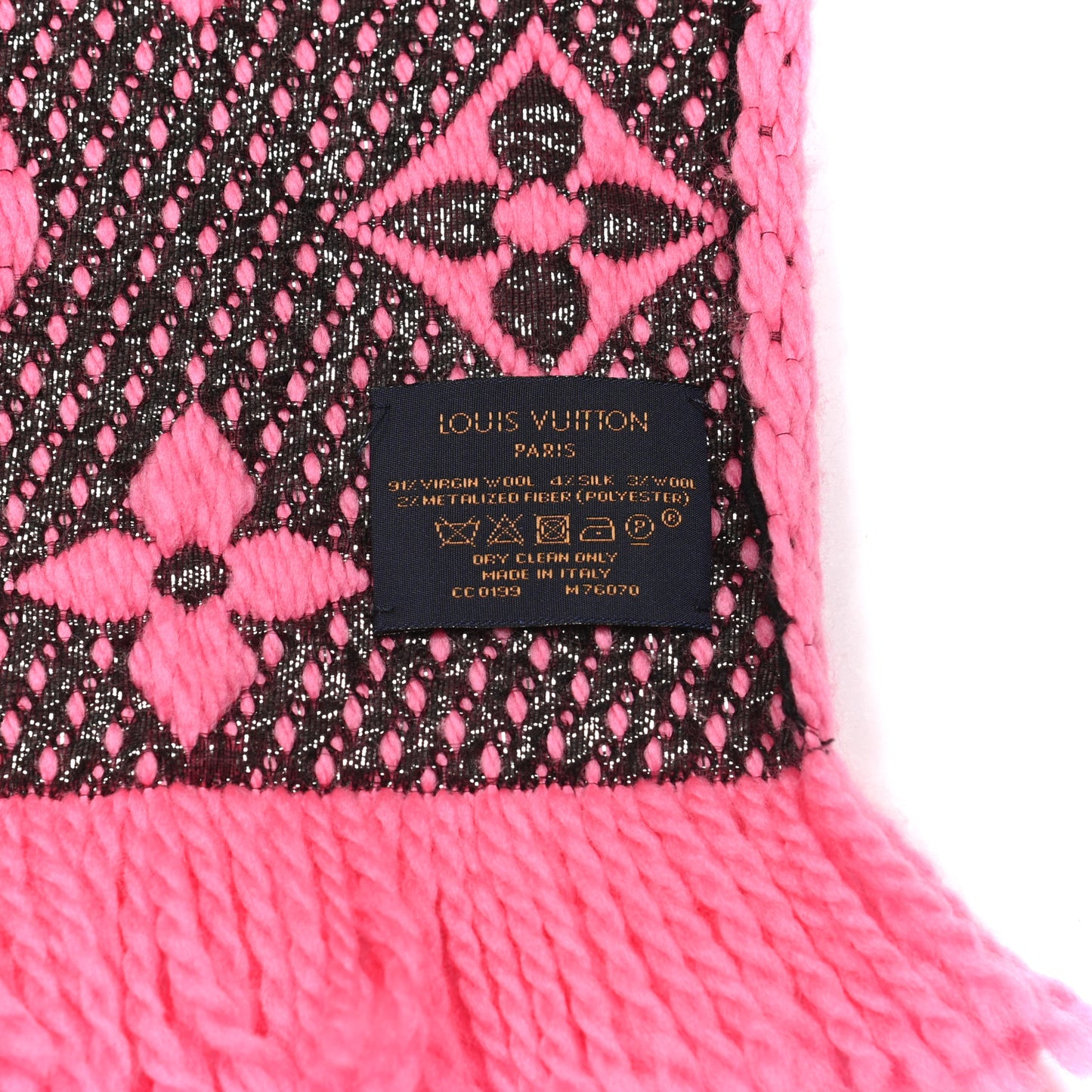 Wool Silk Logomania Shine Scarf Rose Pop