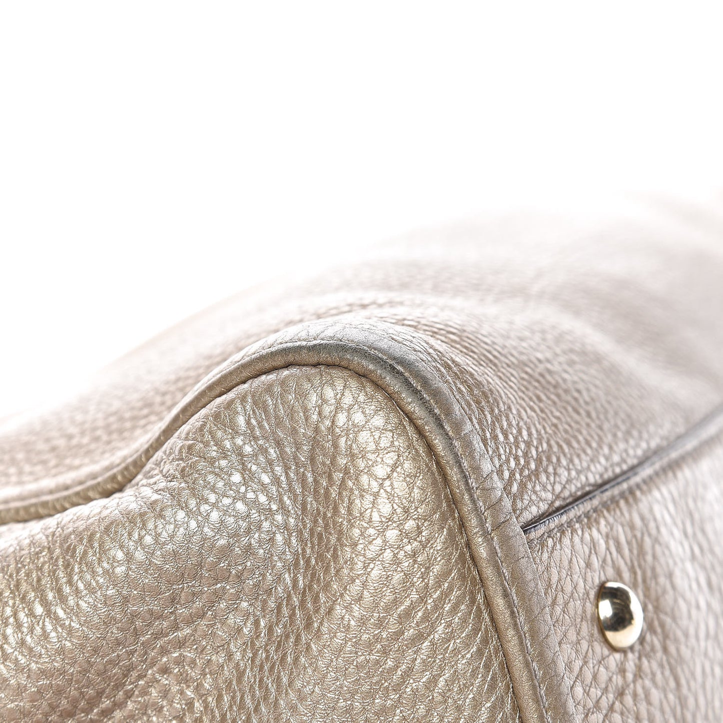 Metallic Pebbled Calfskin Large Soho Shoulder Bag Golden Beige