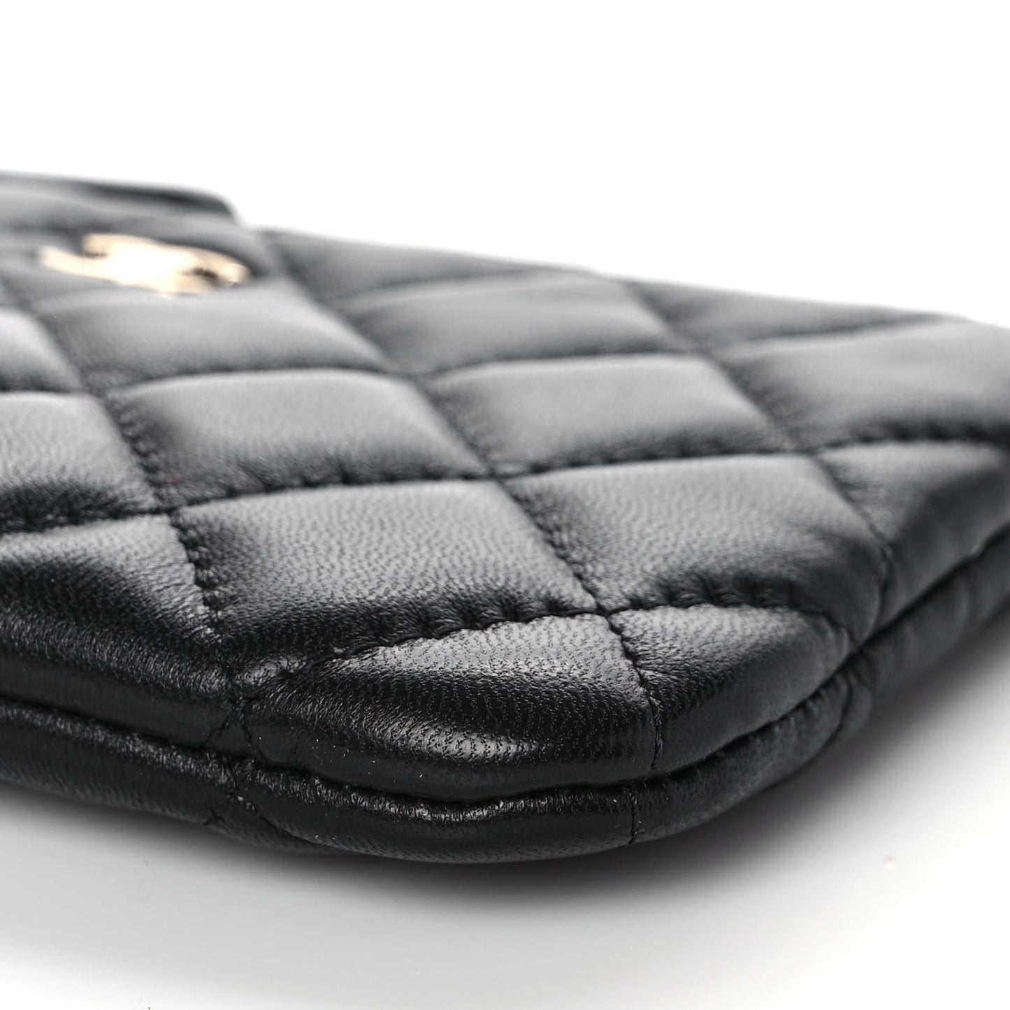 Lambskin Quilted Small No. 5 Cosmetic Case Black