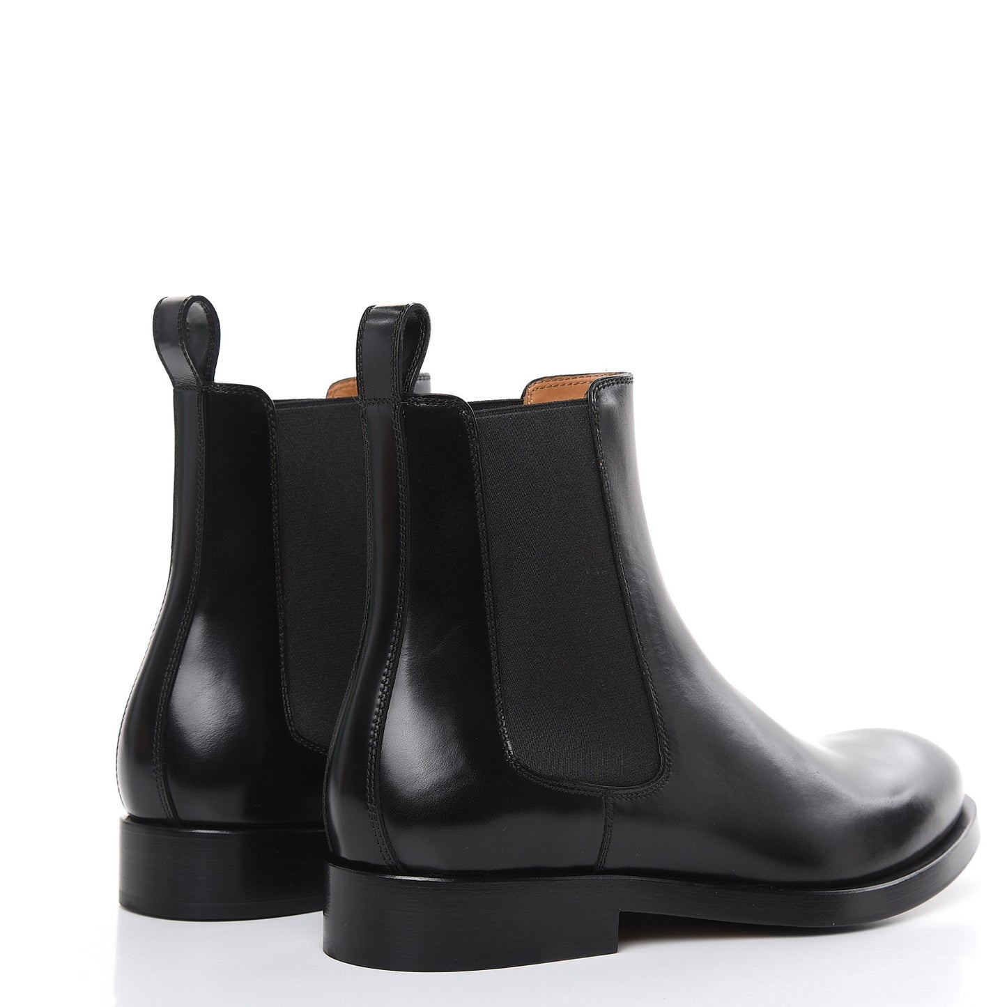 Glossy Calfskin Mens Beatle Chelsea Ankle Boots 40 Black