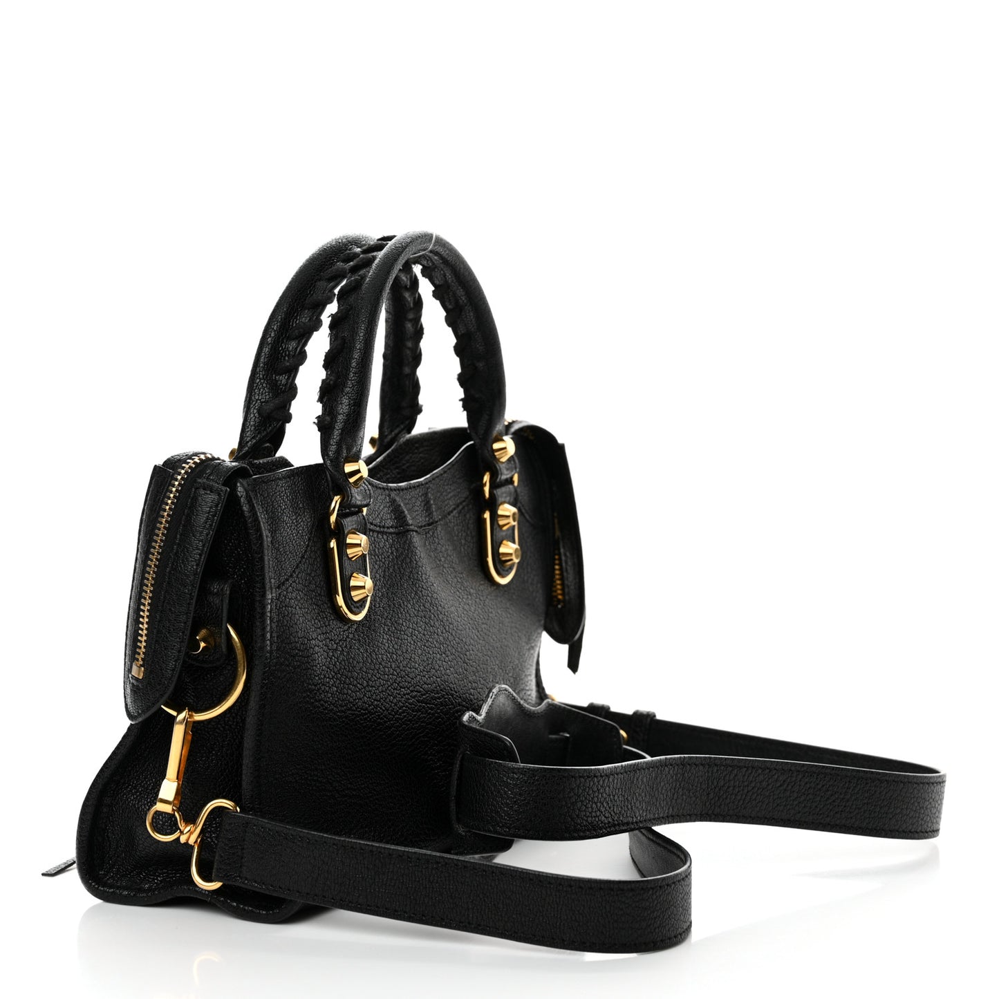 Chevre Gold Metallic Edge Hardware Mini City Black