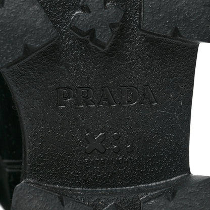 Prada Spazzolato Rois Re-Nylon Metal Triangle Logo Monolith Pouch Pocket 55mm Tall Boots 38 Black 6 of 10