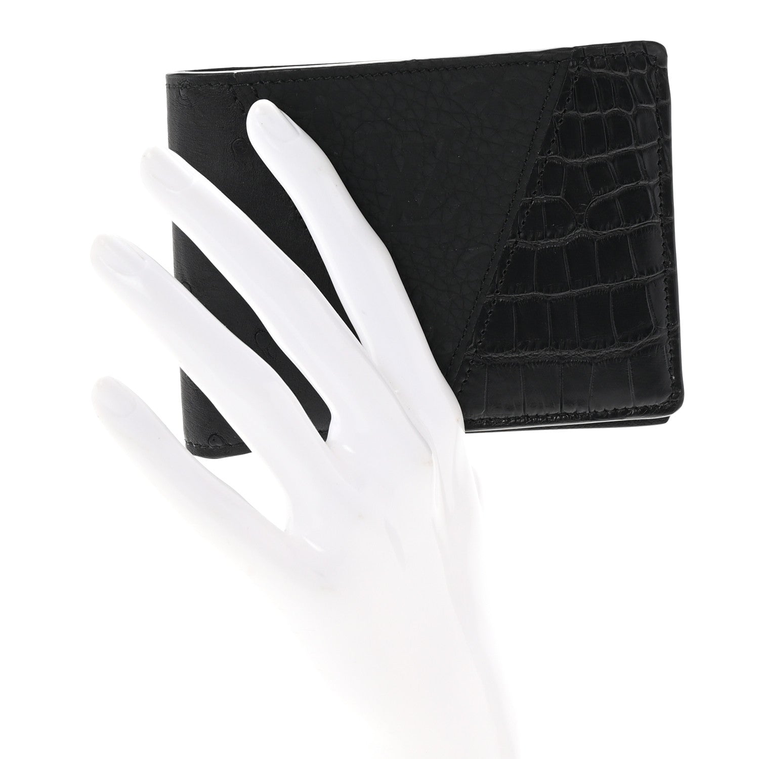Louis Vuitton Crocodile Ostrich Taurillon Monogram Shadow Multiple Wallet Black 2 of 7