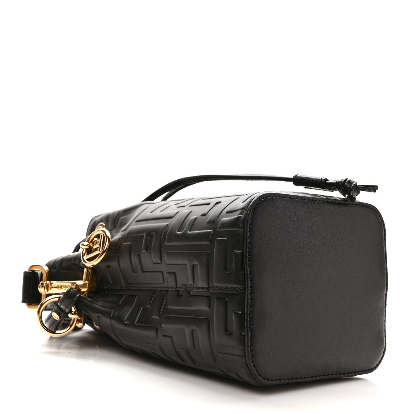 Vitello Liberty F is Fendi FF 1974 Embossed Mini Mon Tresor Bucket Bag Black