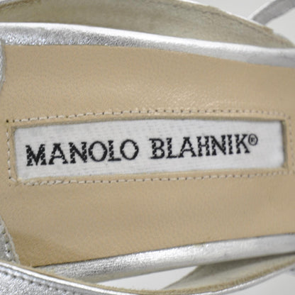 FASHIONPHILE MANOLOBLAHNIKLeatherStrappySandals38Silver 8 of 8
