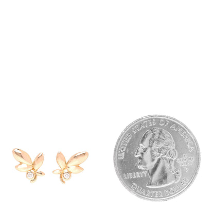 Tiffany 18K Rose Gold Diamond Paloma Picasso Olive Leaf Earrings 2 of 5