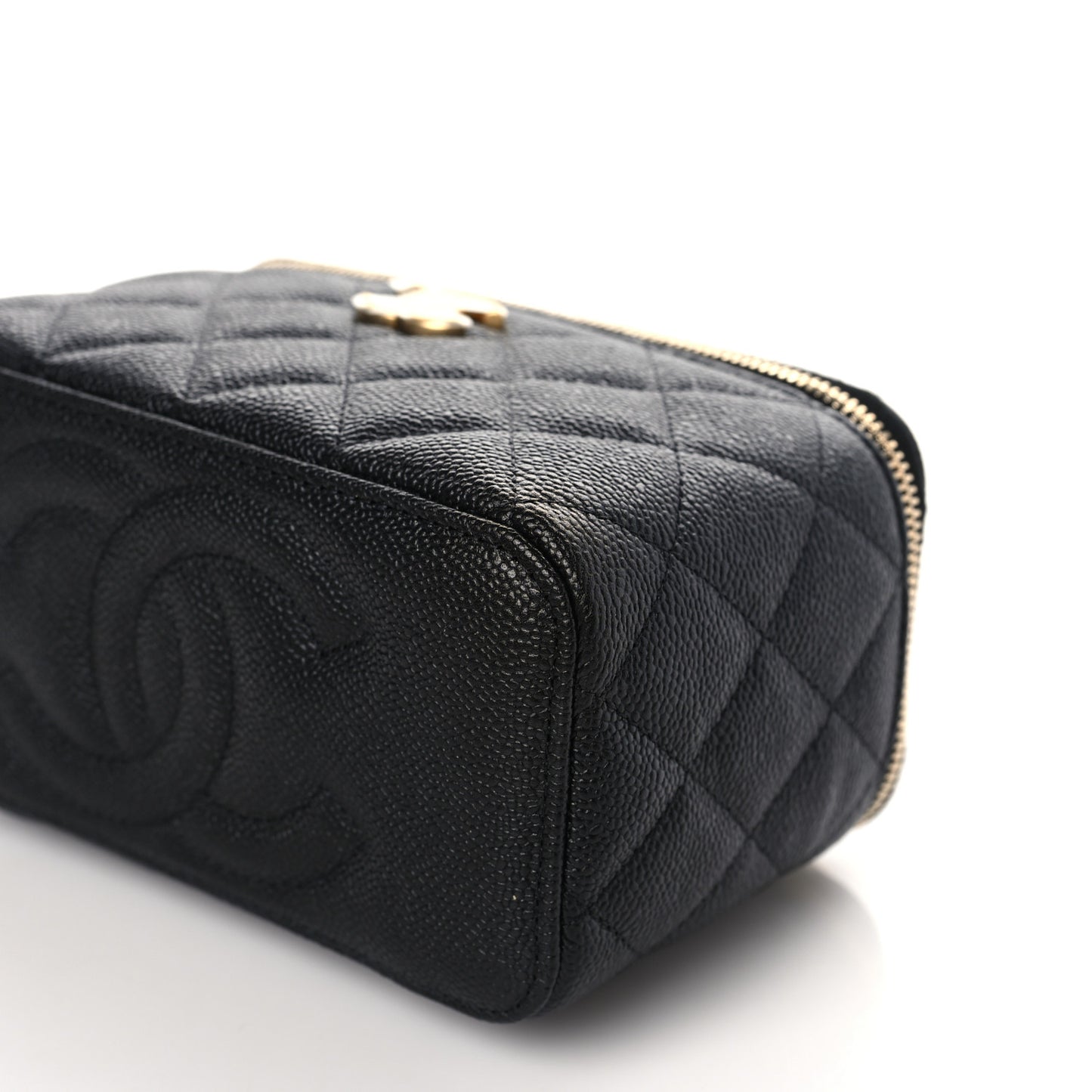 Caviar Quilted Sweetheart Vanity Case Black