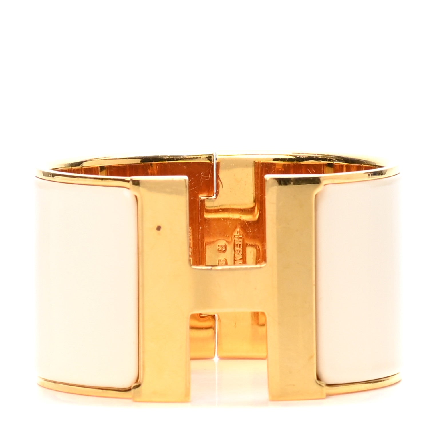 Hermes Enamel Extra Wide Clic Clac H Bracelet PM White 1 of 5