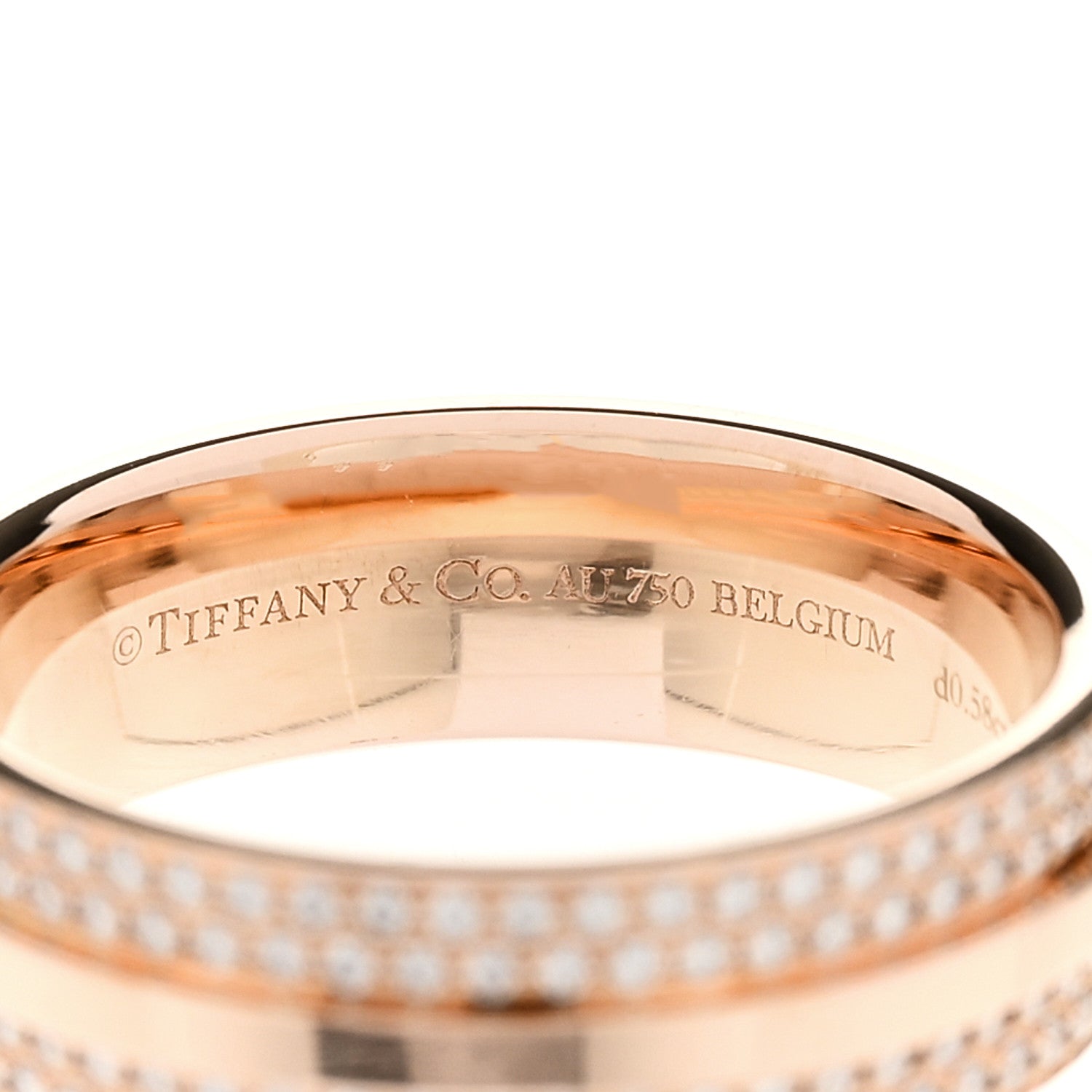 Tiffany 18K Rose Gold Diamond Wide T Two Pave Ring 53 6.5 4 of 4