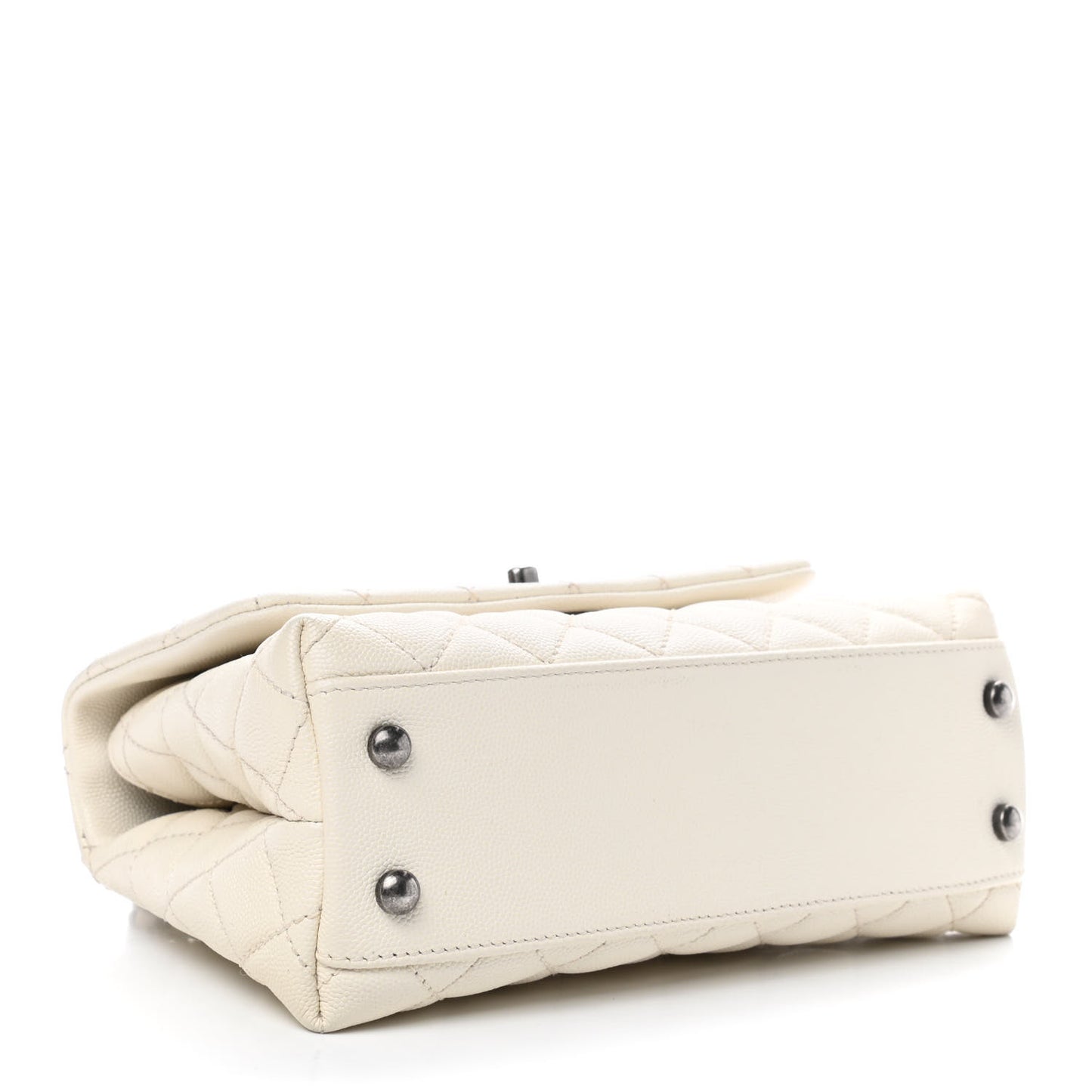Caviar Lizard Quilted Mini Coco Handle Flap White