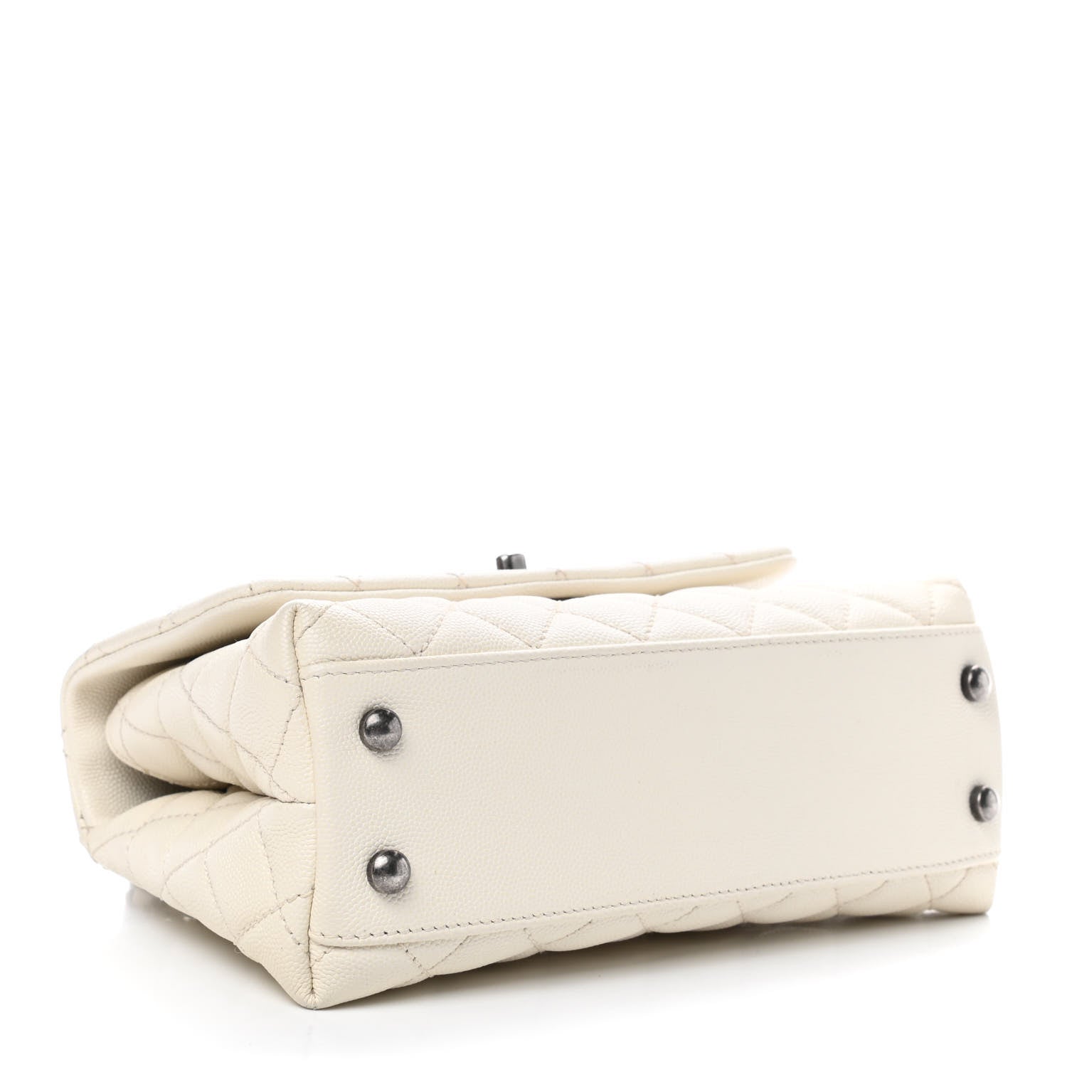 Chanel Caviar Lizard Quilted Mini Coco Handle Flap White 4 of 9