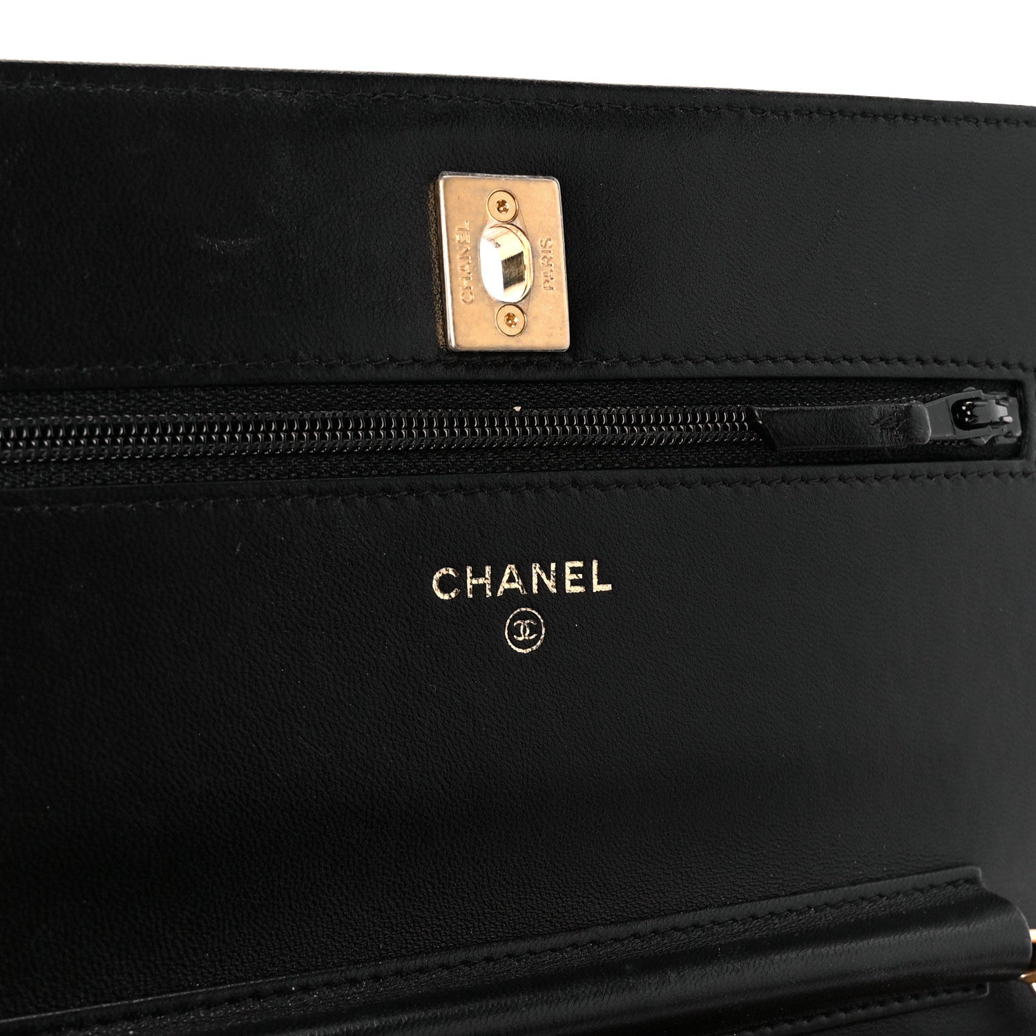 Chanel Lambskin Quilted CC Pearl Crush Wallet on Chain WOC Black 7 of 13
