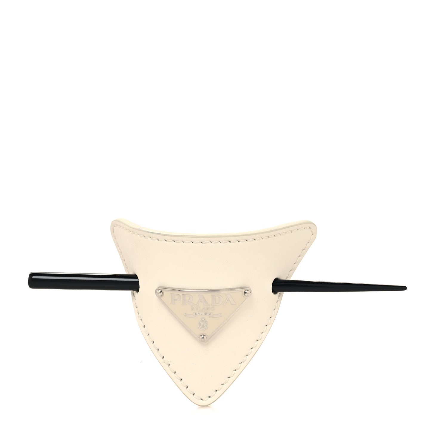 City Calfskin Hair Clip White