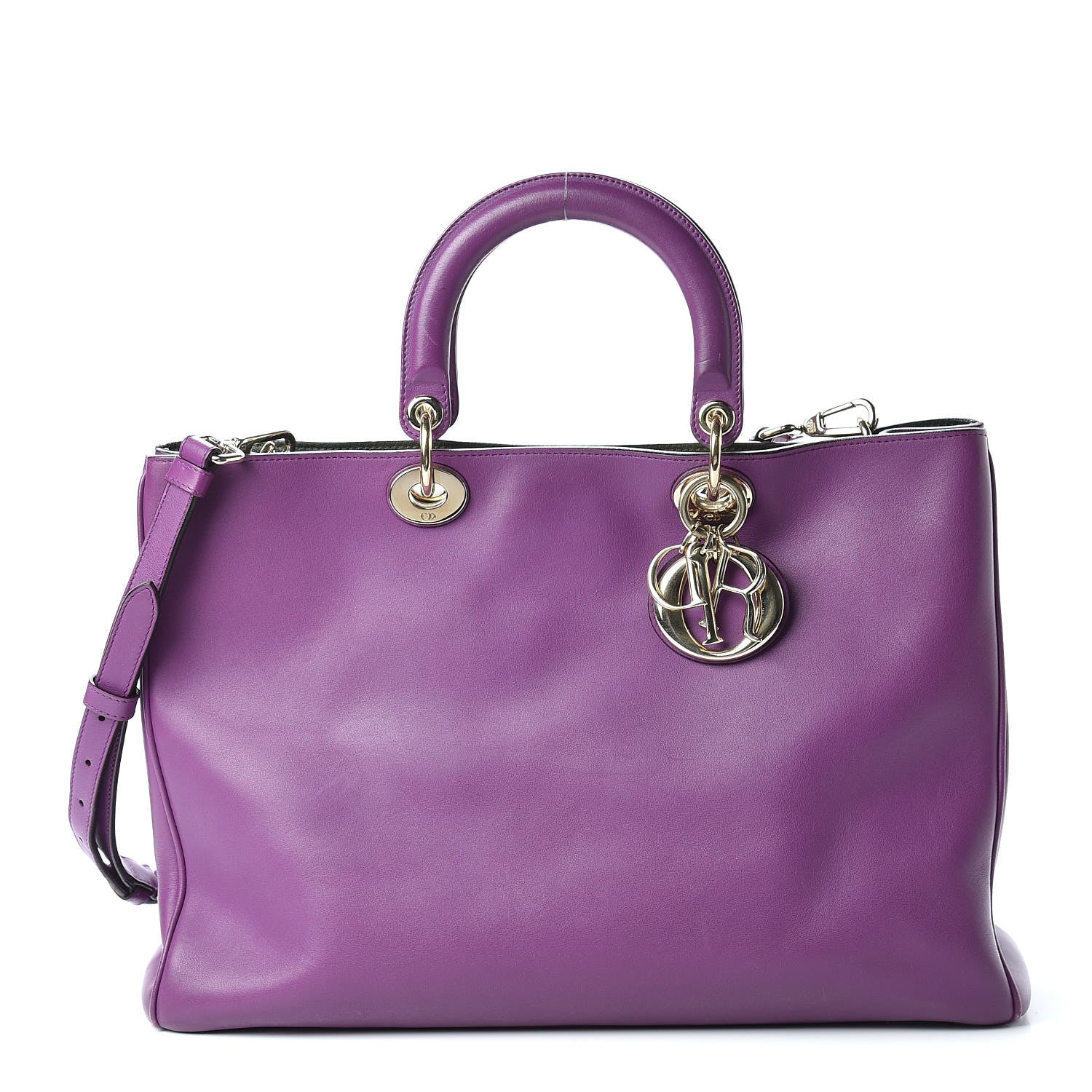 Christian Dior Smooth Calfskin Large Diorissimo Tote Purple 3 of 12