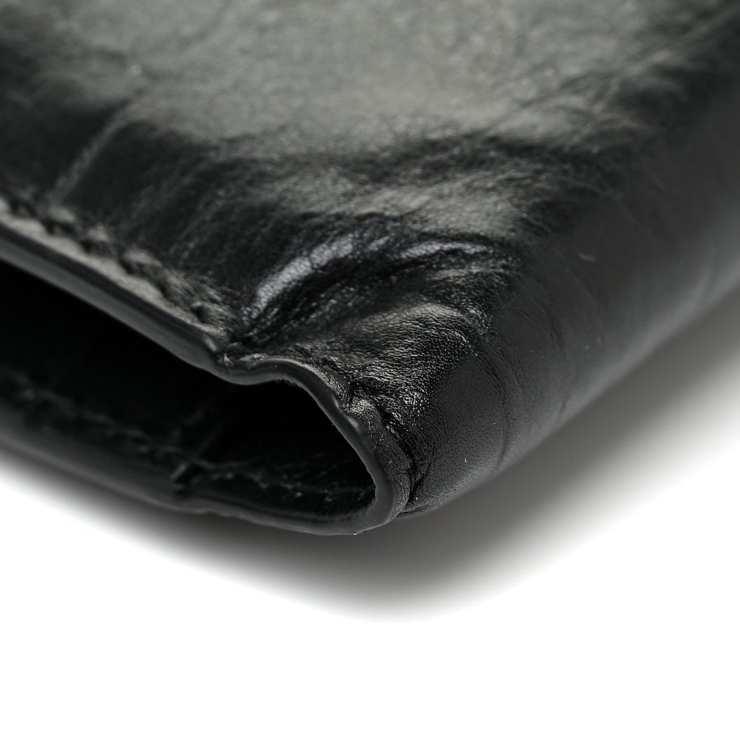 Calfskin Padded Bi Fold Clutch Black