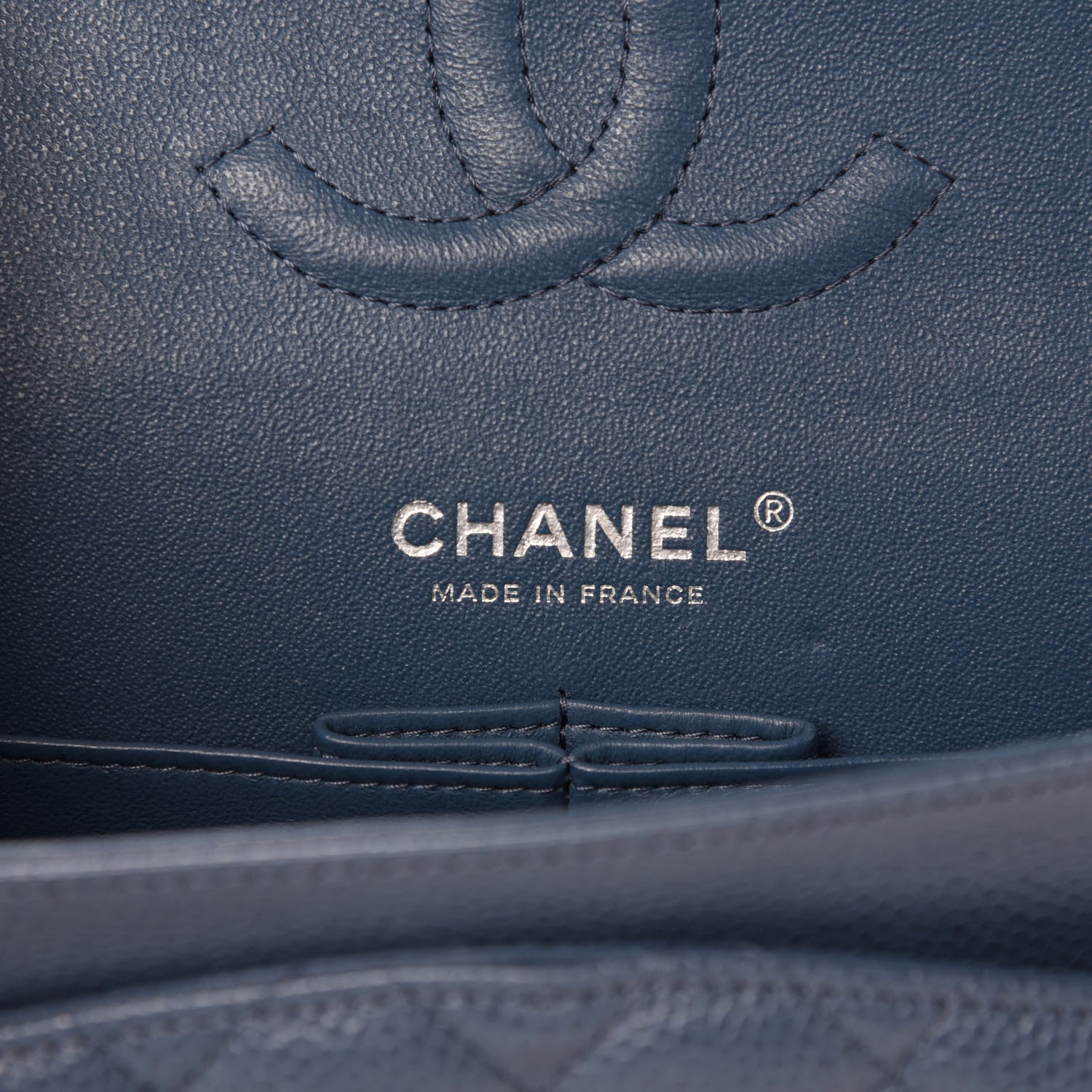 Chanel Caviar Quilted Medium Double Flap Dark Blue 10 of 12